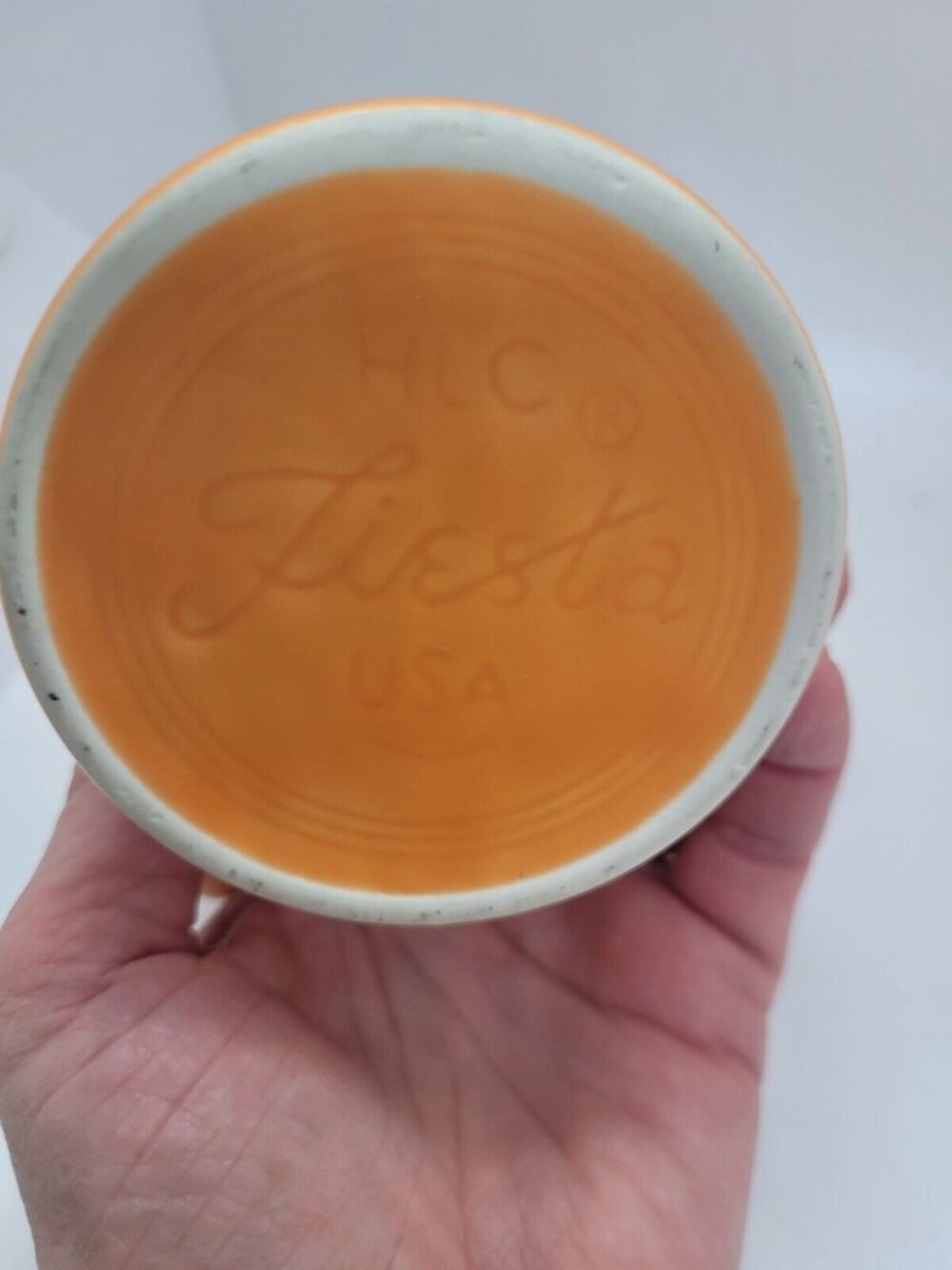 Vintg Fiestaware Homer Laughlin Coffee mug 2 Ring handle orange Marigold Retro - Picture 2 of 4